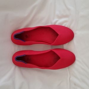 Red Rothy's round toe ballet flats